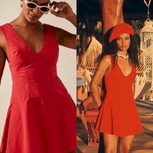 Free people red back tie dress